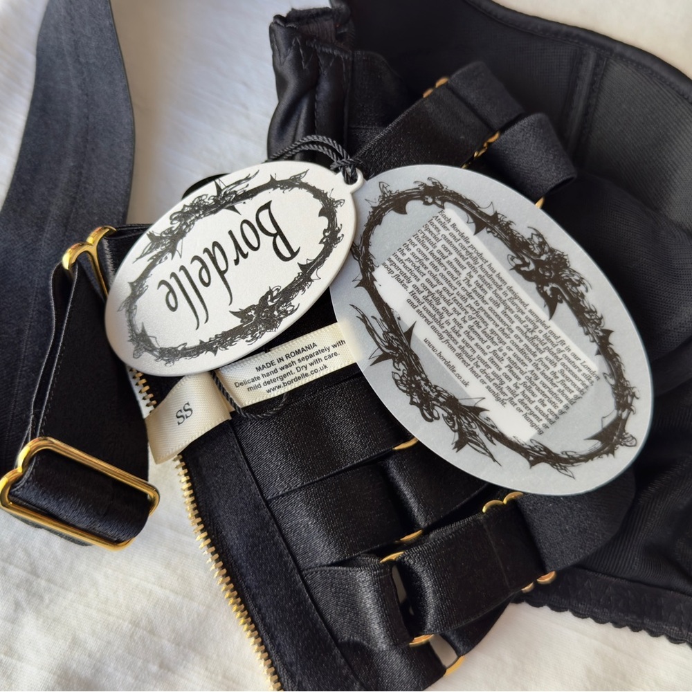 *NWT* BORDELLE Signature Silk Longline Bodice Bra Black SS 32B - Picture 9 of 13